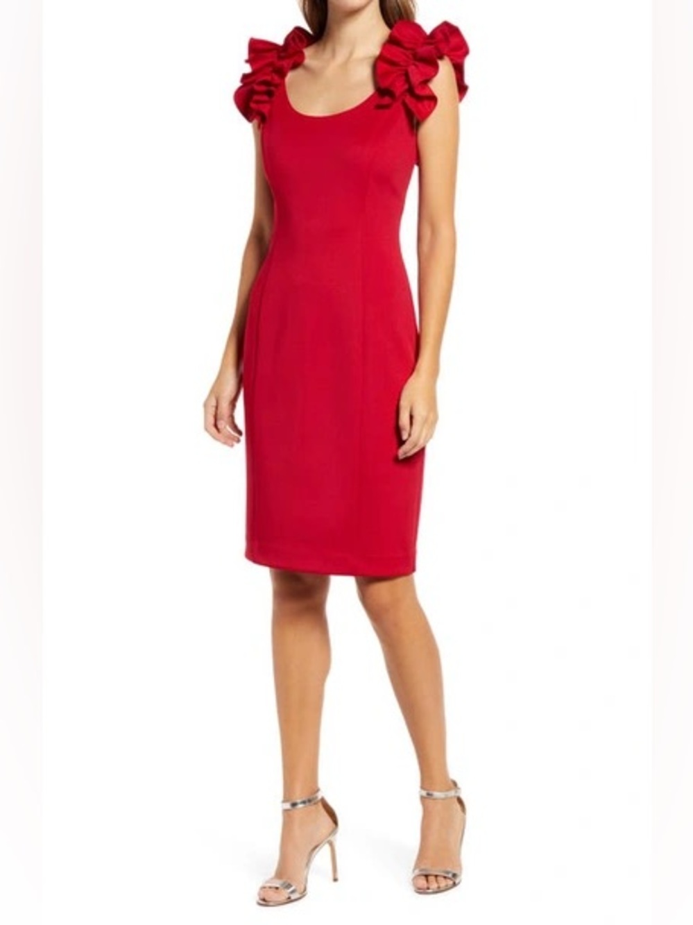 Donna Ricco Ruffle Shoulder Sheath Dress NWT!❤️ Size 6